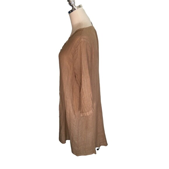 Click By Color Me Cotton Tan Size Medium Duster Women’s Tan 100% Linen Dress - Picture 4 of 7